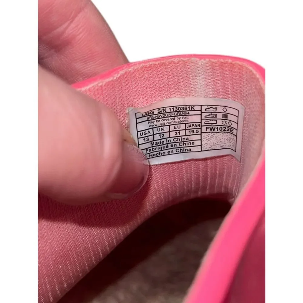 UGG Kids Pink Rain Boots Fleece Lined Size 13 Waterproof School Shoes